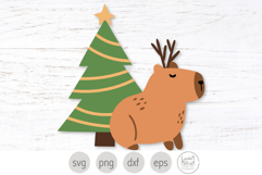 Holiday Capybara with Christmas Tree and Svg and Png Product Image 1