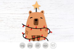 Holiday Capybara with Christmas Lights Svg and Png Product Image 1