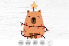Holiday Capybara with Christmas Lights Svg and Png Product Image 1