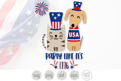 Party Like It's 1776 Cat and Dog. America's 250th Birthday Product Image 1
