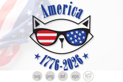 Patriotic Cat in Sunglasses Svg. America 1776 to 2026 Png Product Image 1