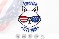 Patriotic Cat in Sunglasses Svg. America 1776 to 2026 Png Product Image 1