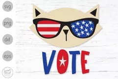 Vote Svg, Cat Lady Svg, Patriotic Cat in Sunglasses Svg Product Image 1