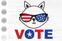 Vote Svg, Cat Lady Svg, Patriotic Cat in Sunglasses Svg Product Image 1