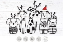Christmas Dogs Svg, Holiday Dogs Png, Reindeer and Santa Dog Product Image 1