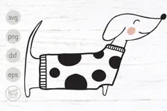 Dachshund SVG, Dog in Spotted Sweater Png Product Image 1