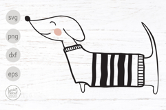 Dachshund SVG, Dog in Striped Sweater Png Product Image 1