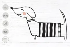Dachshund SVG, Dog in Striped Sweater Png Product Image 1