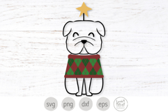 Christmas Bulldog in Argyle Sweater Svg, Png Product Image 1