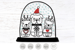 Christmas Bulldogs in Snow Globe Svg, Png Product Image 1