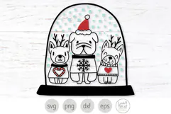 Christmas Bulldogs in Snow Globe Svg, Png Product Image 1