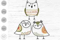 Fall Owls Svg, Cute Woodland Birds Png Product Image 1