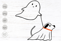 Halloween Ghost and Ghost Dog SVG, Ghost Walking Pet Png Product Image 1