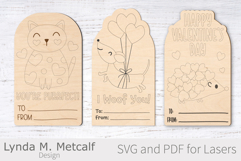 Cat, Dog and Hedgehog Paintable Valentine Card Laser Svg Product Image 1