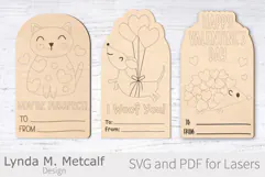 Cat, Dog and Hedgehog Paintable Valentine Card Laser Svg Product Image 1