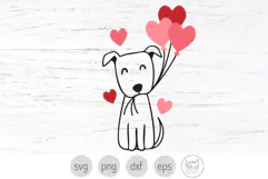 Dog Valentine Svg Cut File, Pit Bull Valentine Png Clip Art Product Image 1