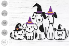 Witch Pets Svg, Halloween Cats and Dogs Clipart Product Image 1