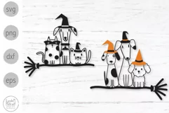 Witch Animals Svg, Halloween Pets Png, Spooky Cats and Dog Product Image 1