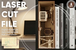 Crime scene Book nook shelf insert - laser cut file, SVG DXF Product Image 1
