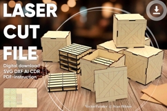 Cup holder pallet with box - laser cut file, vector file Product Image 1
