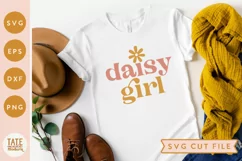 Daisy girl SVG cut file - Retro boho spring girl svg Product Image 1