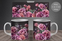 Roses Mug Sublimation. Floral Mug Wrap. 11&amp;15 OZ Product Image 1