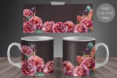 Roses Mug Wrap. Floral Mug Sublimation. 11&amp;15 OZ Product Image 1
