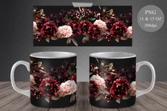 Floral Mug Sublimation. Bouquets of Roses and Peony Mug Wrap Product Image 1