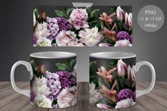 Garden Flowers Mug Wrap. Floral Mug Sublimation. 11&amp;15 oz Product Image 1