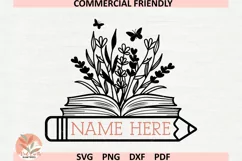 Back to school floral book svg,floral school boho open book Product Image 2
