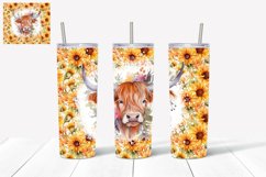 Cow and Sunflower 20oz Tumbler Wrap for Sublimation PNG file Product Image 3