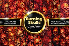 Burning Skulls Digital Papers, Scary Pattern Product Image 1