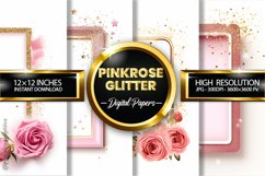 Pinkrose Glitter Digital Papers - 04 Variations Product Image 1