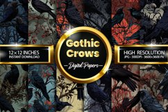 Gothic Crows Digital Papers, Scary Pattern Product Image 1