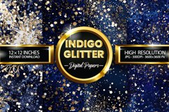 Indigo Glitter Digital Papers - 04 Variations Product Image 1