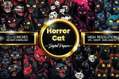Horror Cat Digital Papers, Scary Pattern Product Image 1