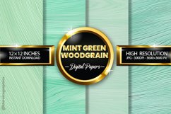 Mint Green Woodgrain Digital Papers - 04 Variations Product Image 1