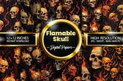 Flamable Skull Digital Papers, Scary Pattern Product Image 1