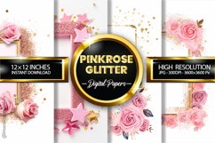 Pinkrose Glitter Digital Papers - 04 Variations Product Image 1