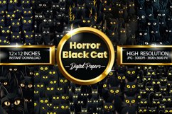 Horror Black Cat Digital Papers, Scary Pattern Product Image 1