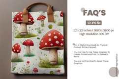 Mushroom Seamless Pattern Digital Papers, Vegetable Pattern Product Image 2