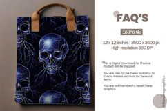 Neon Blue Skulls Digital Papers, Scary Pattern Product Image 2