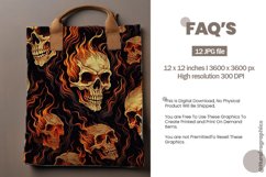 Flamable Skull Digital Papers, Scary Pattern Product Image 2