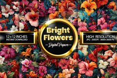 Bright Seamless Flower Digital Papers, Flowers Pattern Product Image 1