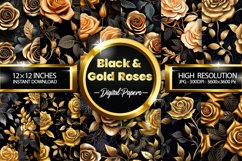 Black and Gold Roses Seamless Flower Digital Papers Product Image 1