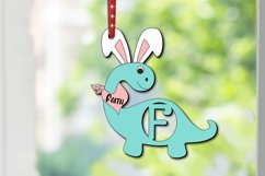 Dino Letter F Easter Basket Name Tag Holiday Laser Cut SVG Product Image 1