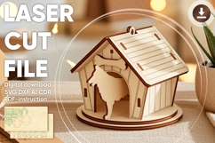Doghouse ornament #1 - laser cut file, DXF SVG AI CDR Product Image 1