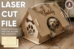 Dog house - laser cut files, house for small pets Product Image 1
