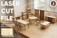 Doll Furniture Set - laser cut file, plan for laser machine Product Image 1