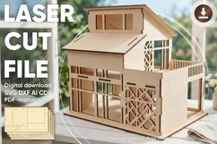 Dollhouse with balcony - laser cut file, Glowforge pattern Product Image 1